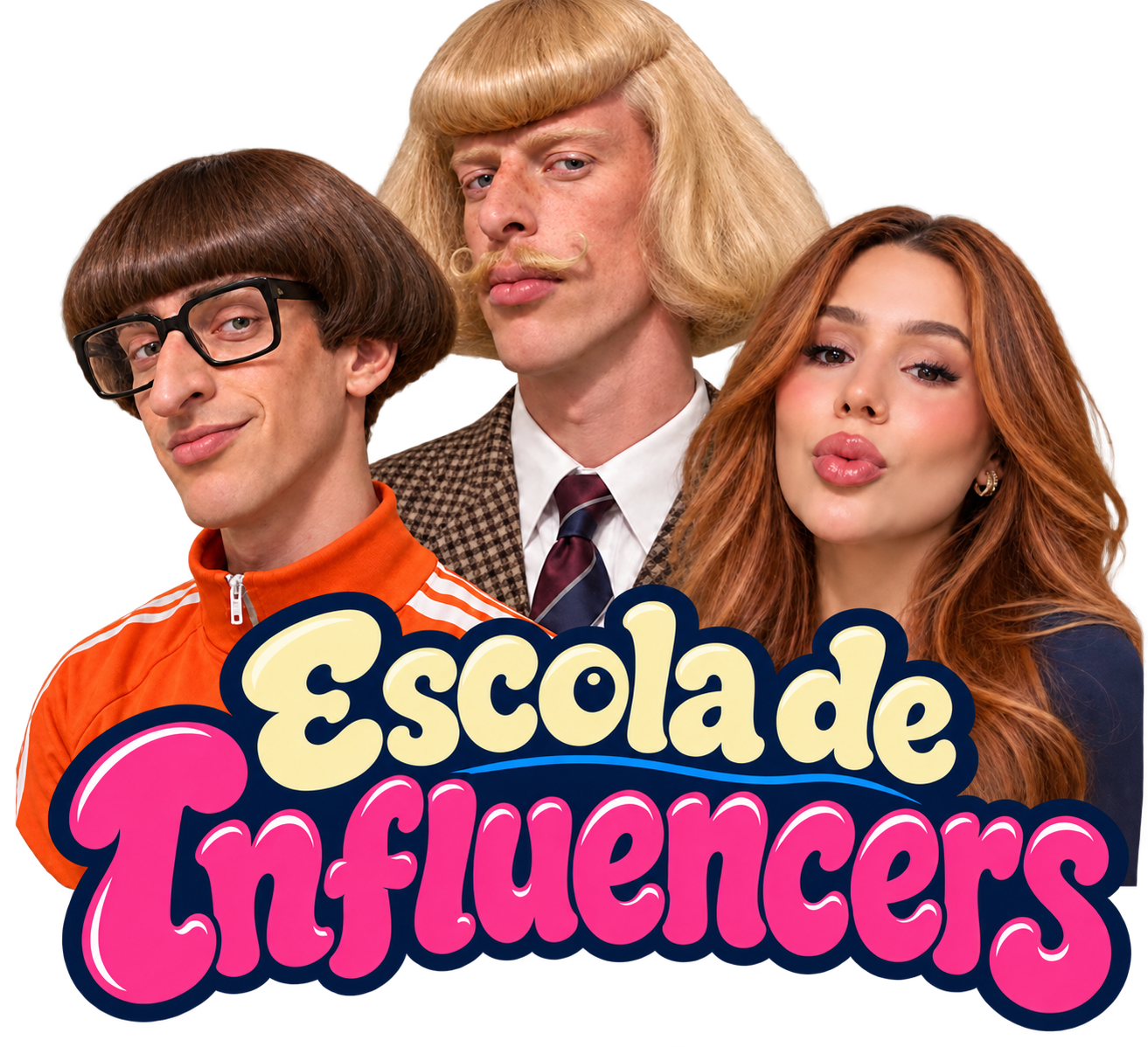 Logo oficial da Escola de Influencers com seus personagens